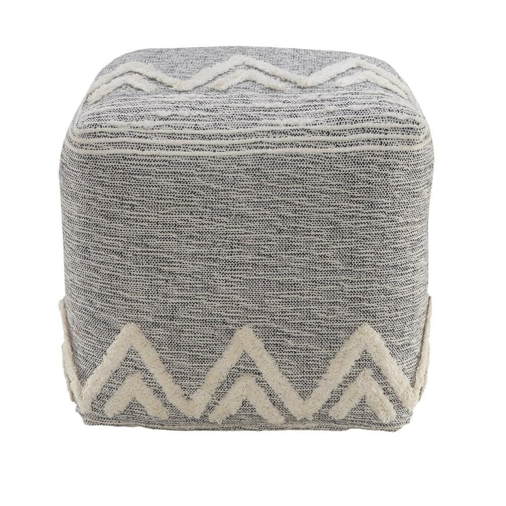 16" Gray Upholstery Pouf Ottoman HomeRoots