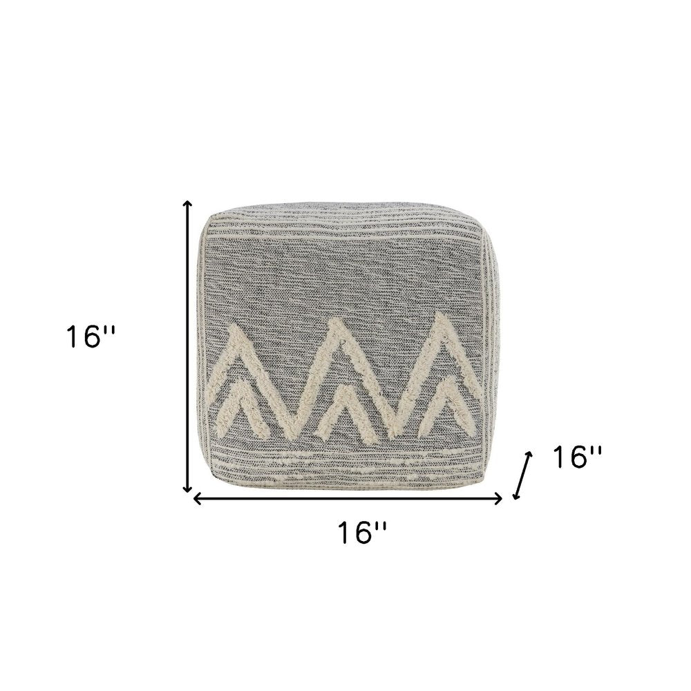 16" Gray Upholstery Pouf Ottoman HomeRoots