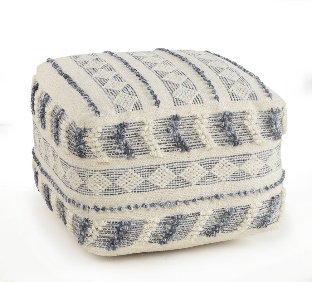 18" Blue Striped Pouf Ottoman HomeRoots