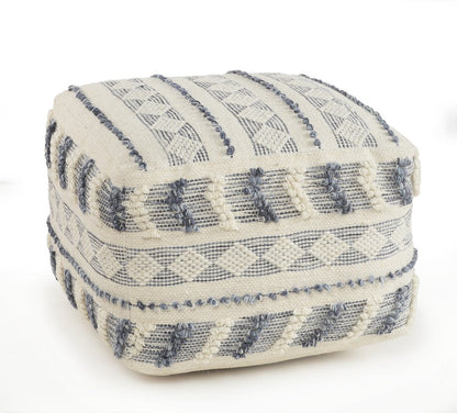 18" Blue Striped Pouf Ottoman HomeRoots