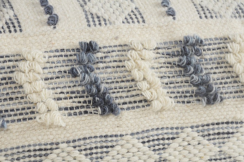 18" Blue Striped Pouf Ottoman HomeRoots