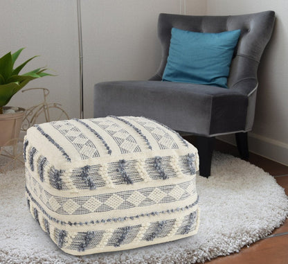 18" Blue Striped Pouf Ottoman HomeRoots