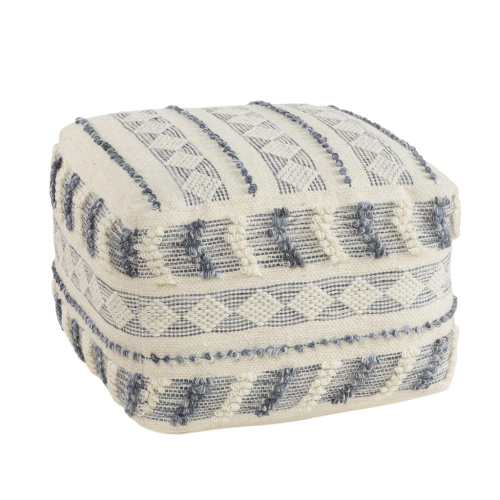 18" Blue Striped Pouf Ottoman HomeRoots
