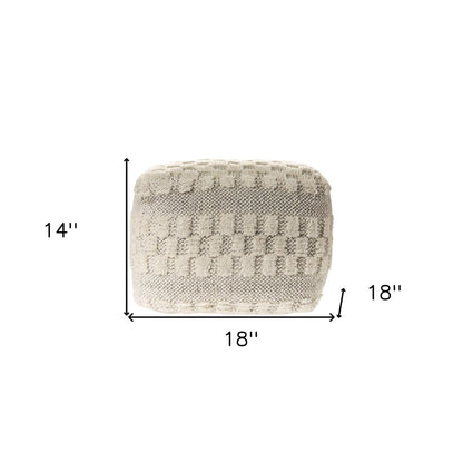 18" Beige Geometric Pouf Ottoman