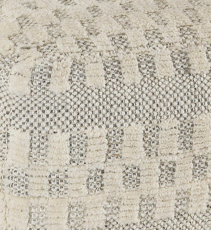 18" Beige Geometric Pouf Ottoman HomeRoots