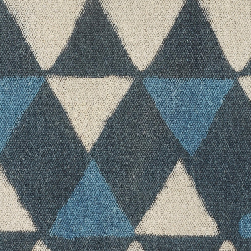 20" Blue Cotton Geometric Pouf Ottoman HomeRoots