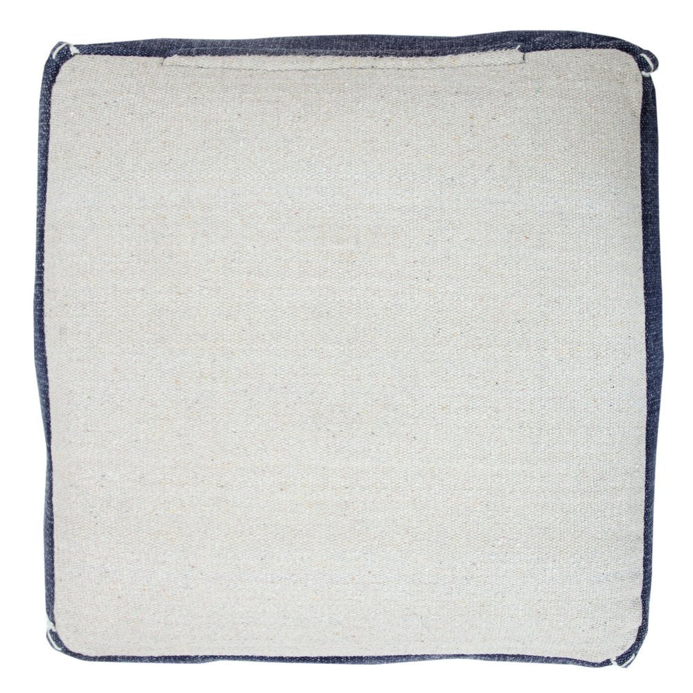 18" Blue Cotton Geometric Pouf Ottoman HomeRoots