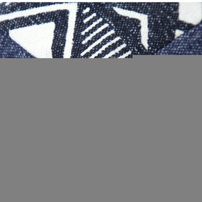 18" Blue Cotton Geometric Pouf Ottoman HomeRoots