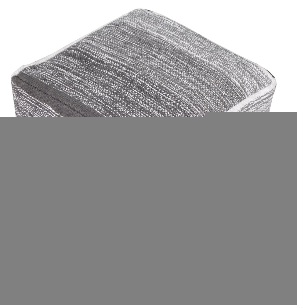 16" Gray Cotton Striped Pouf Ottoman HomeRoots