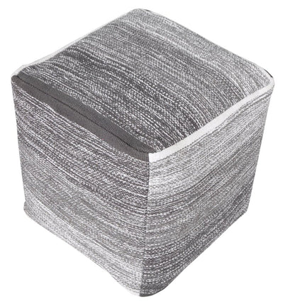 16" Gray Cotton Striped Pouf Ottoman HomeRoots