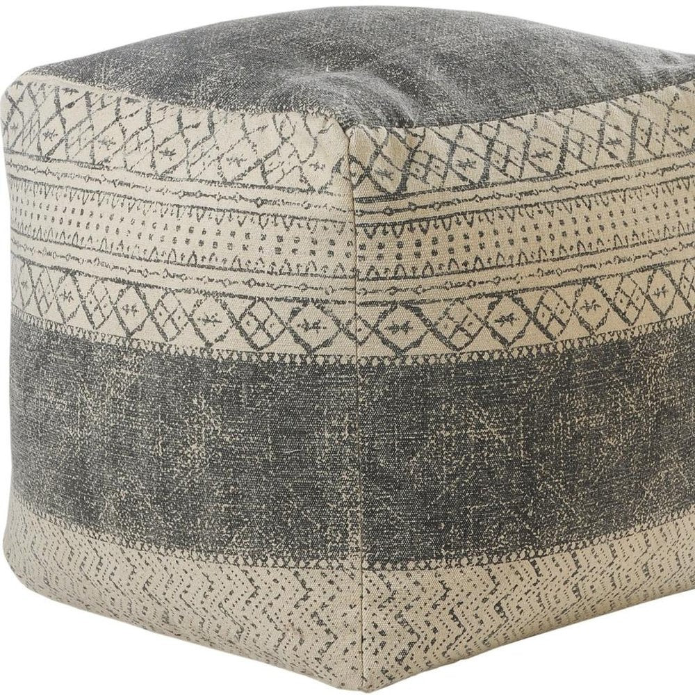 20" Cream Cotton Tribal Pouf Ottoman HomeRoots