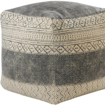 20" Cream Cotton Tribal Pouf Ottoman HomeRoots