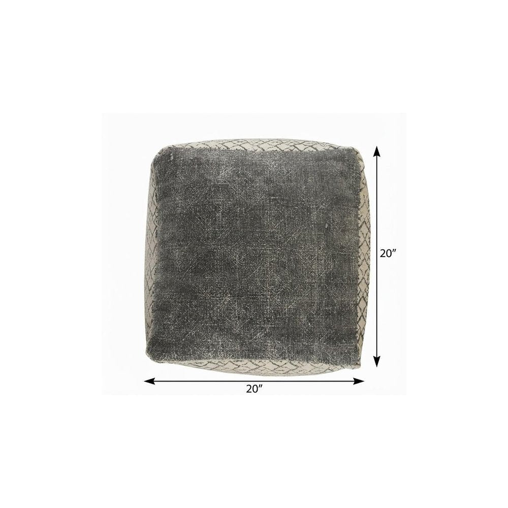 20" Cream Cotton Tribal Pouf Ottoman HomeRoots