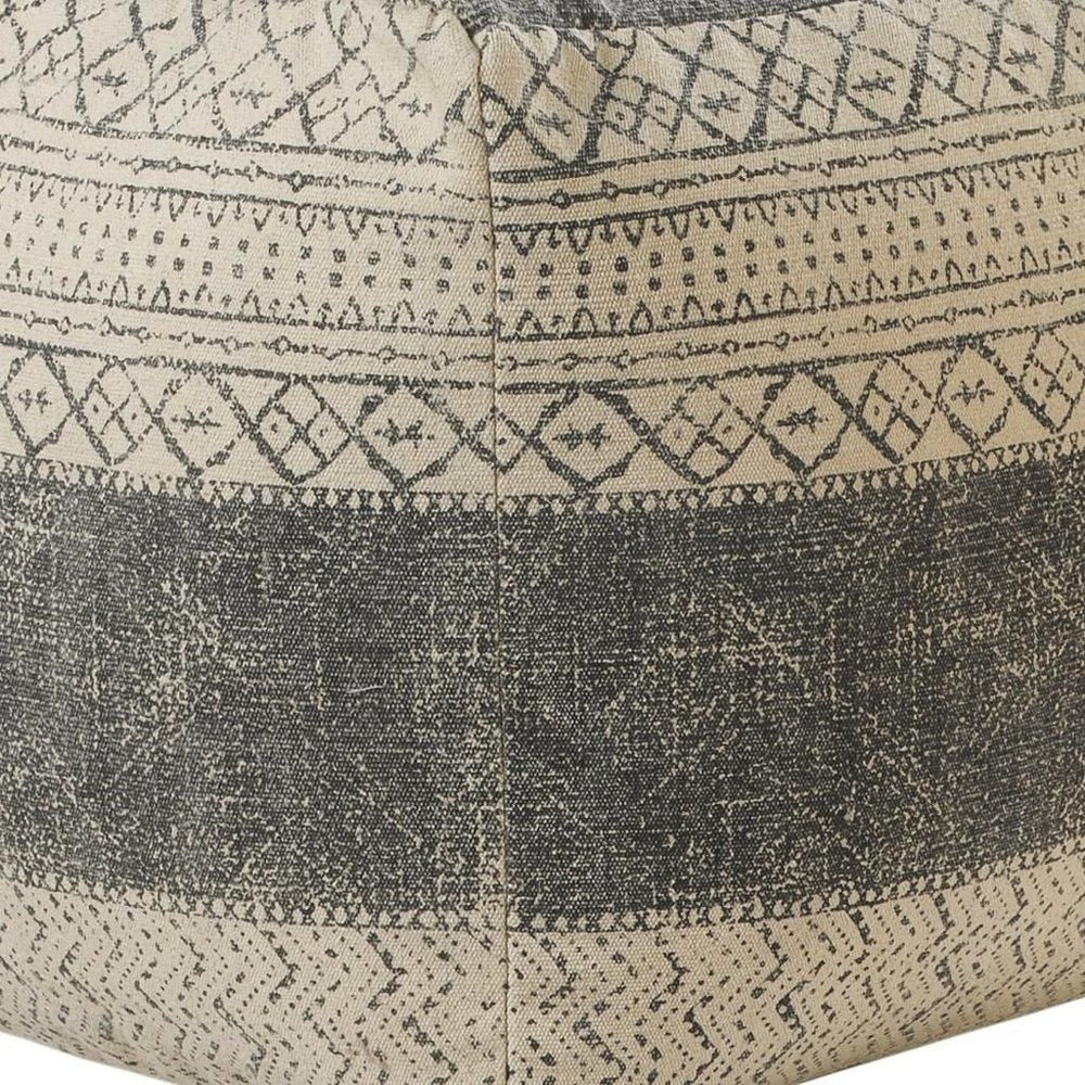 20" Cream Cotton Tribal Pouf Ottoman HomeRoots