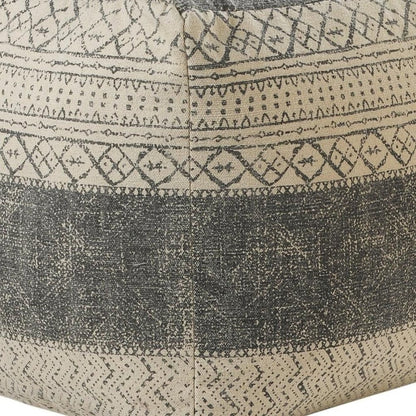 20" Cream Cotton Tribal Pouf Ottoman HomeRoots