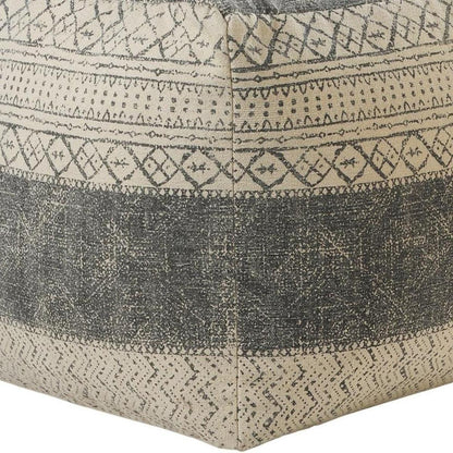 20" Cream Cotton Tribal Pouf Ottoman HomeRoots