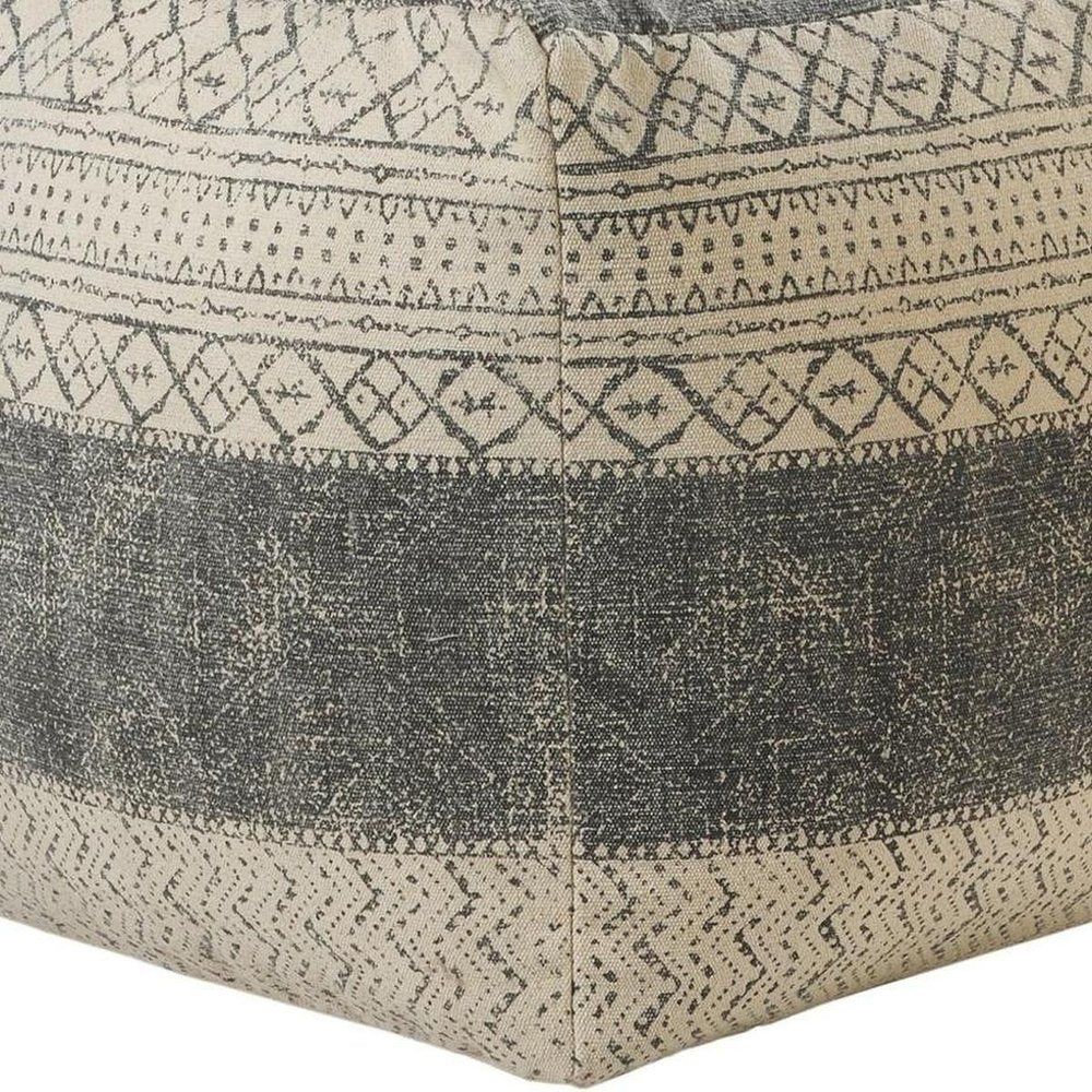 20" Cream Cotton Tribal Pouf Ottoman HomeRoots