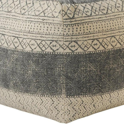 20" Cream Cotton Tribal Pouf Ottoman HomeRoots