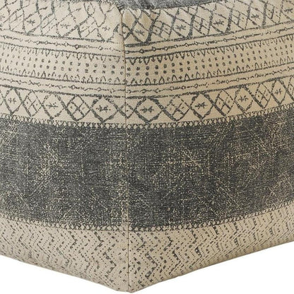 20" Cream Cotton Tribal Pouf Ottoman HomeRoots
