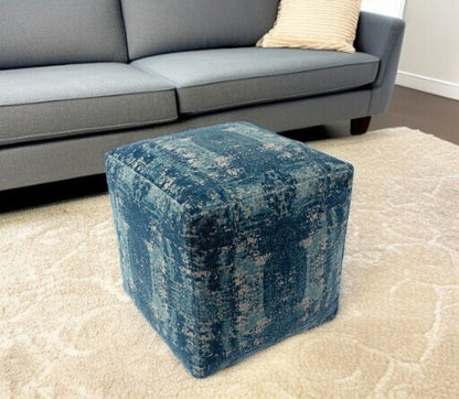 18" Blue Abstract Pouf Ottoman HomeRoots