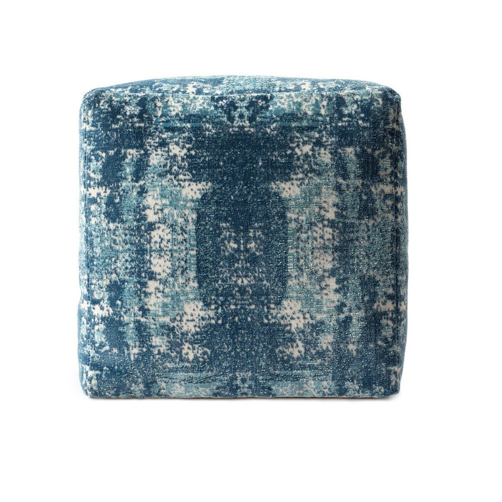 18" Blue Abstract Pouf Ottoman HomeRoots