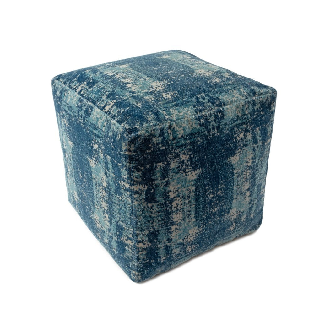 18" Blue Abstract Pouf Ottoman HomeRoots