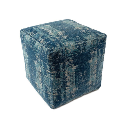 18" Blue Abstract Pouf Ottoman HomeRoots
