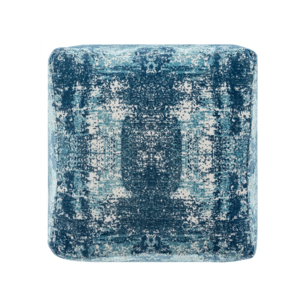 18" Blue Abstract Pouf Ottoman HomeRoots