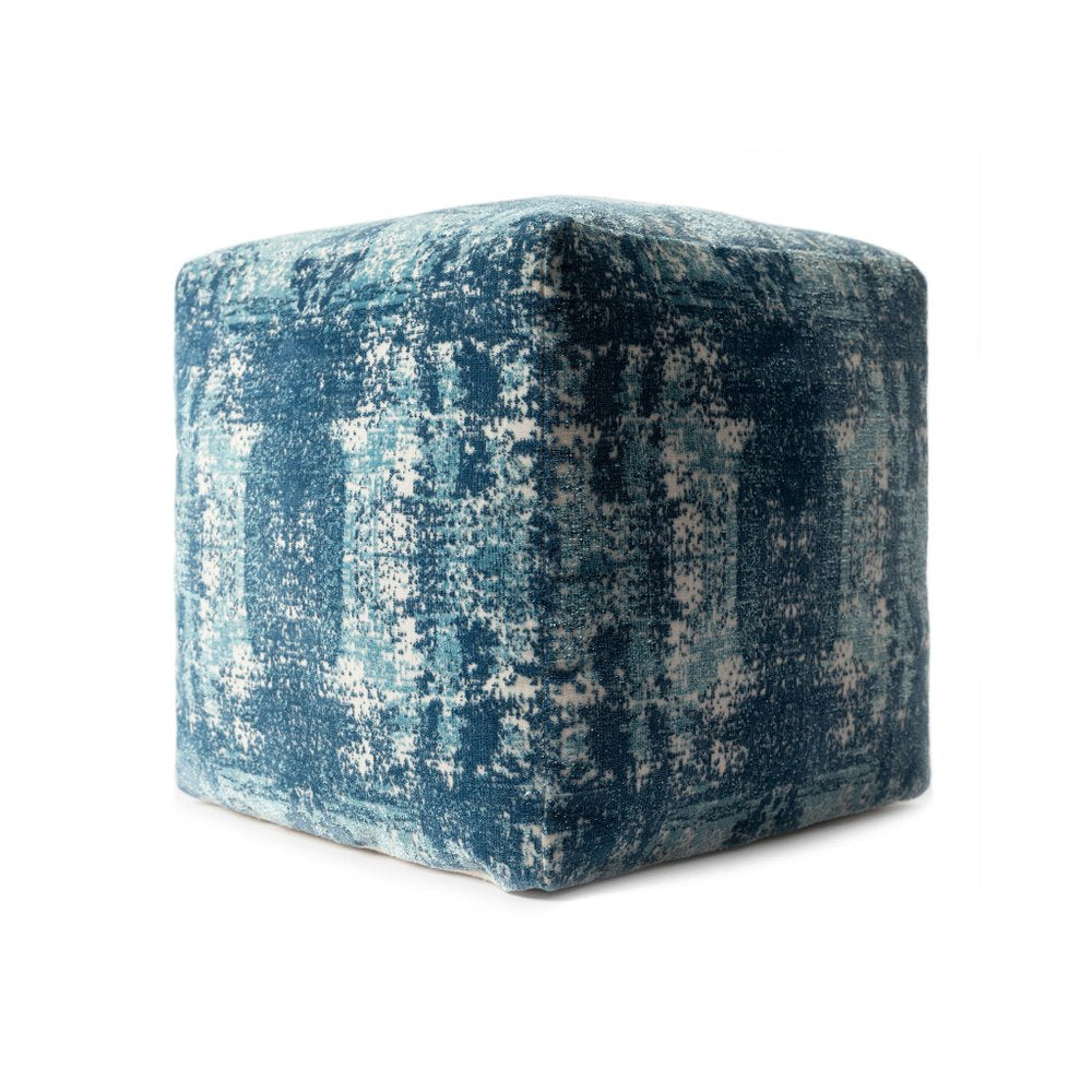 18" Blue Abstract Pouf Ottoman HomeRoots