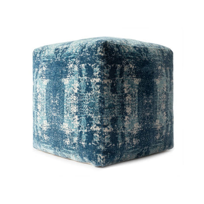 18" Blue Abstract Pouf Ottoman HomeRoots