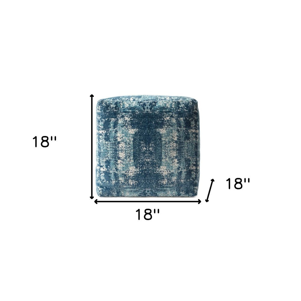 18" Blue Abstract Pouf Ottoman HomeRoots