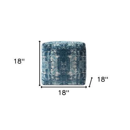 18" Blue Abstract Pouf Ottoman HomeRoots