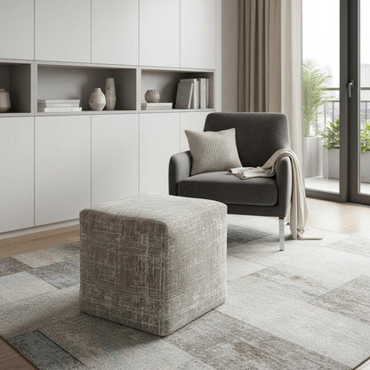 18" Gray Geometric Pouf Ottoman HomeRoots