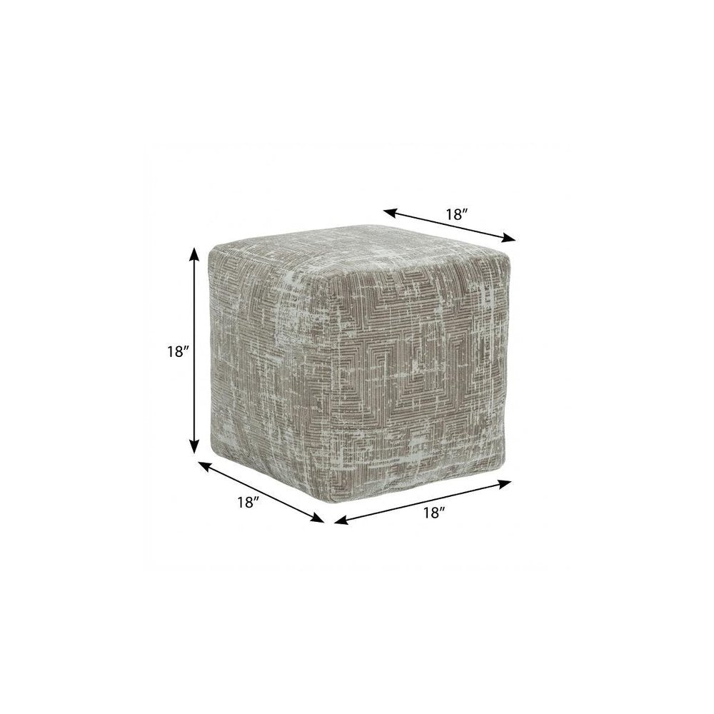 18" Gray Geometric Pouf Ottoman HomeRoots
