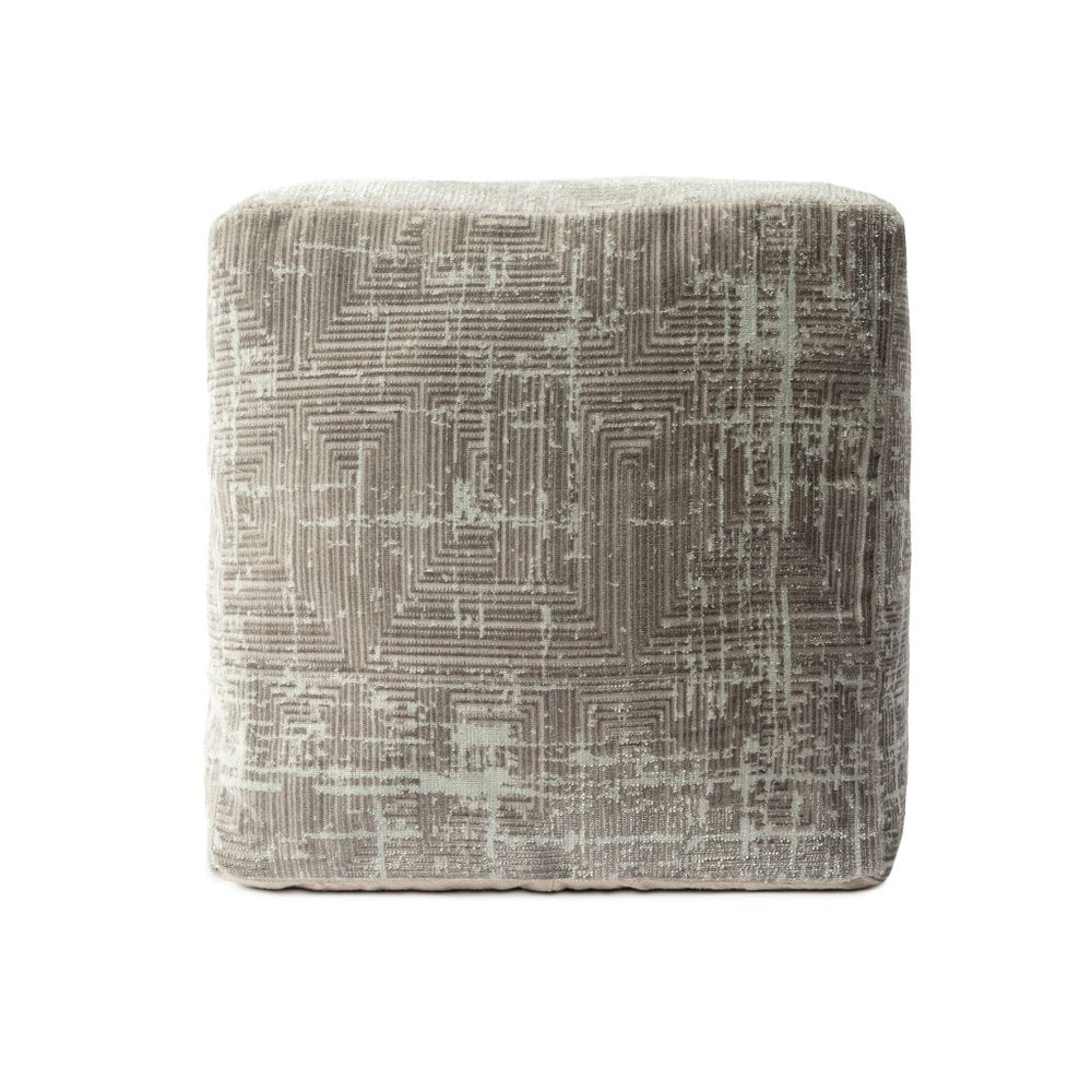 18" Gray Geometric Pouf Ottoman HomeRoots