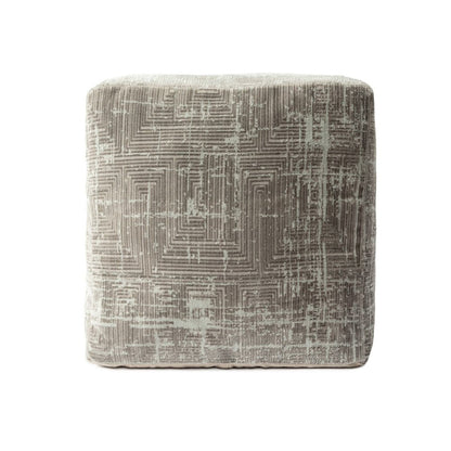 18" Gray Geometric Pouf Ottoman HomeRoots