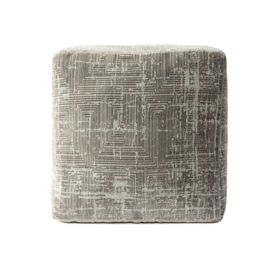 18" Gray Geometric Pouf Ottoman HomeRoots