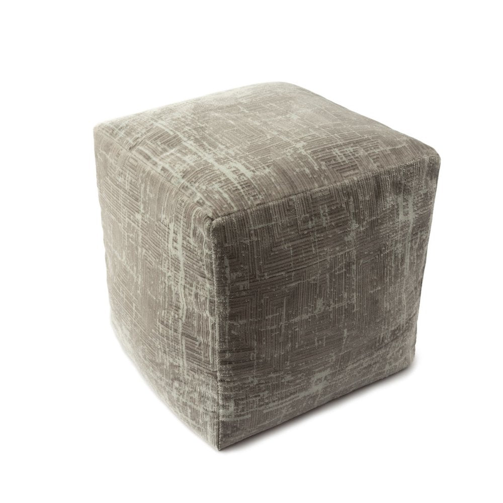 18" Gray Geometric Pouf Ottoman HomeRoots