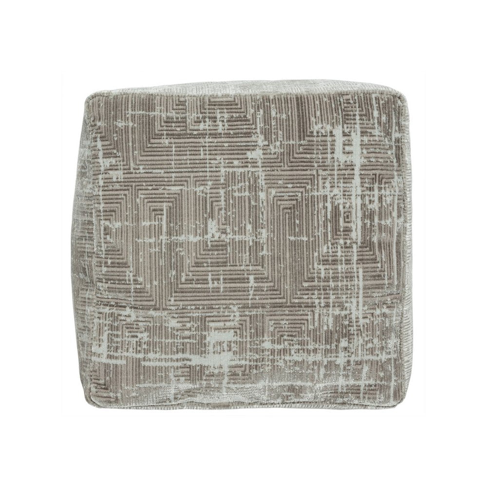 18" Gray Geometric Pouf Ottoman HomeRoots