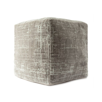 18" Gray Geometric Pouf Ottoman HomeRoots