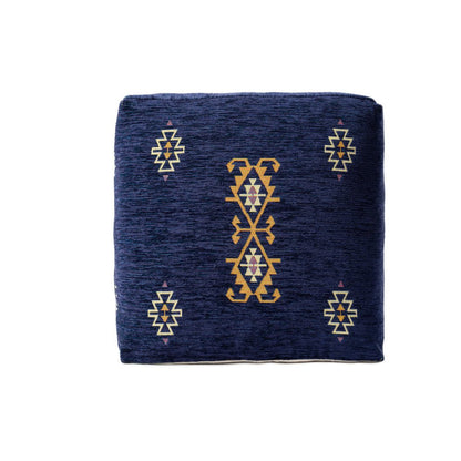 18" Blue Medallion Pouf Ottoman HomeRoots