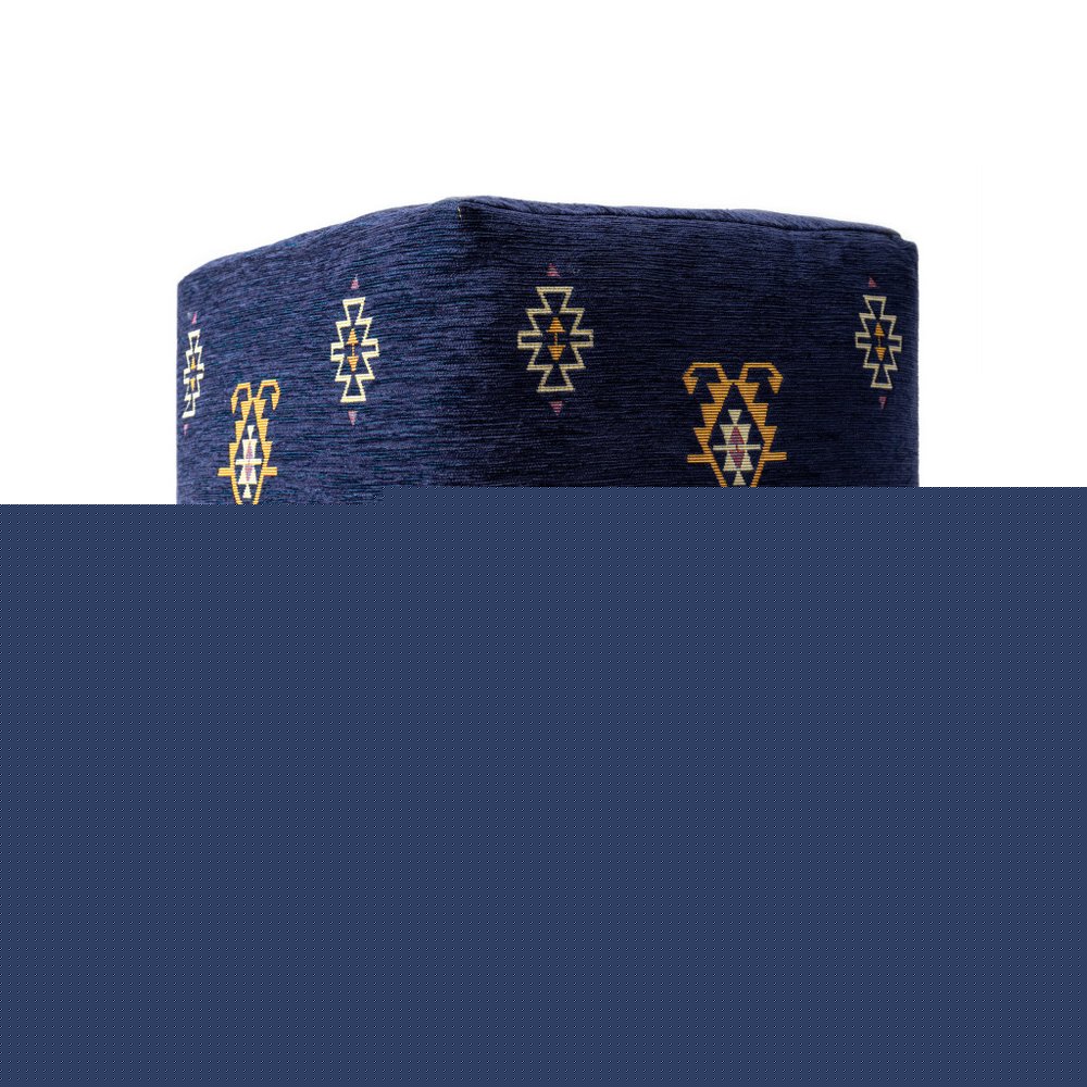 18" Blue Medallion Pouf Ottoman HomeRoots