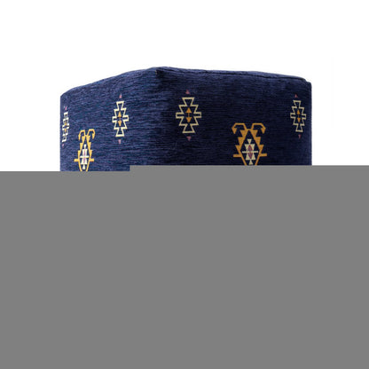 18" Blue Medallion Pouf Ottoman HomeRoots