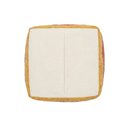 18" Blue And Orange Polyester Blend Striped Pouf Ottoman HomeRoots