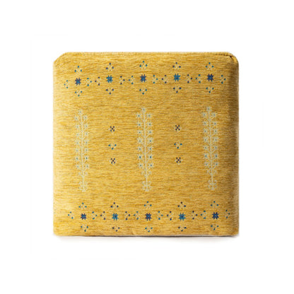 18" Yellow Abstract Pouf Ottoman HomeRoots