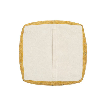 18" Yellow Abstract Pouf Ottoman