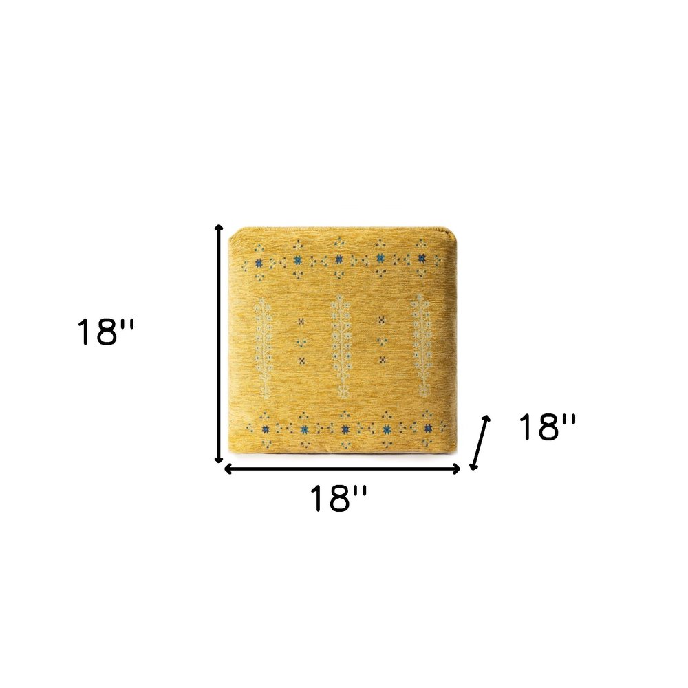 18" Yellow Abstract Pouf Ottoman HomeRoots