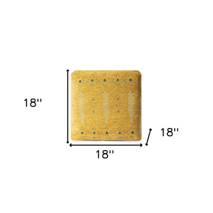 18" Yellow Abstract Pouf Ottoman HomeRoots