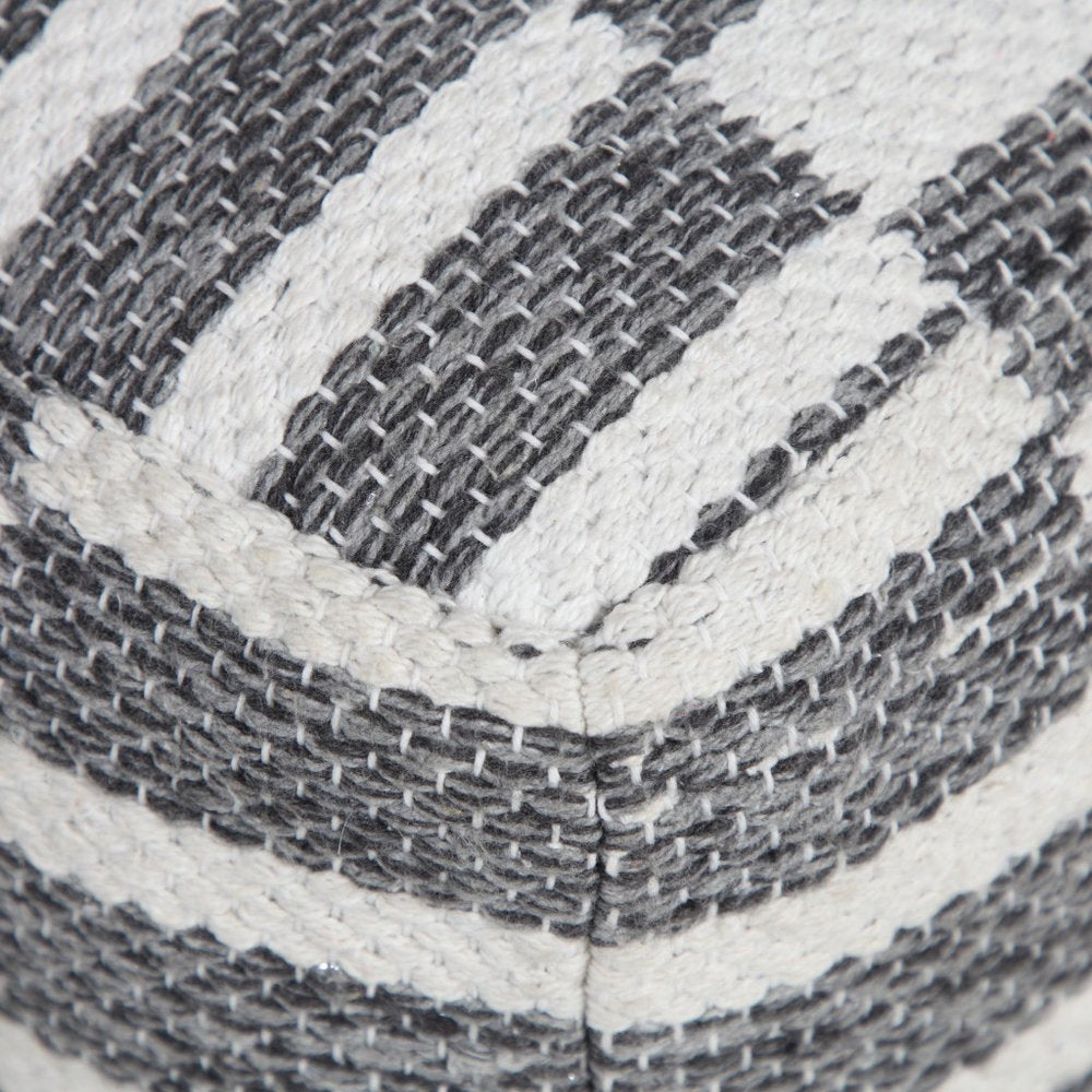 18" Gray Cotton Geometric Pouf Ottoman HomeRoots