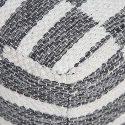 18" Gray Cotton Geometric Pouf Ottoman HomeRoots